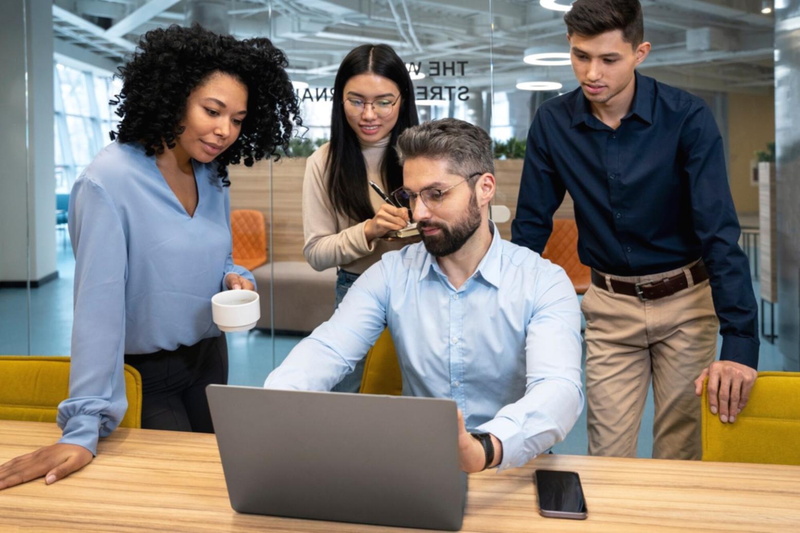 Family reviewing financial documents together at kitchen table